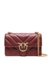 pinko - Burgundy leather Love One Classic shoulder bag