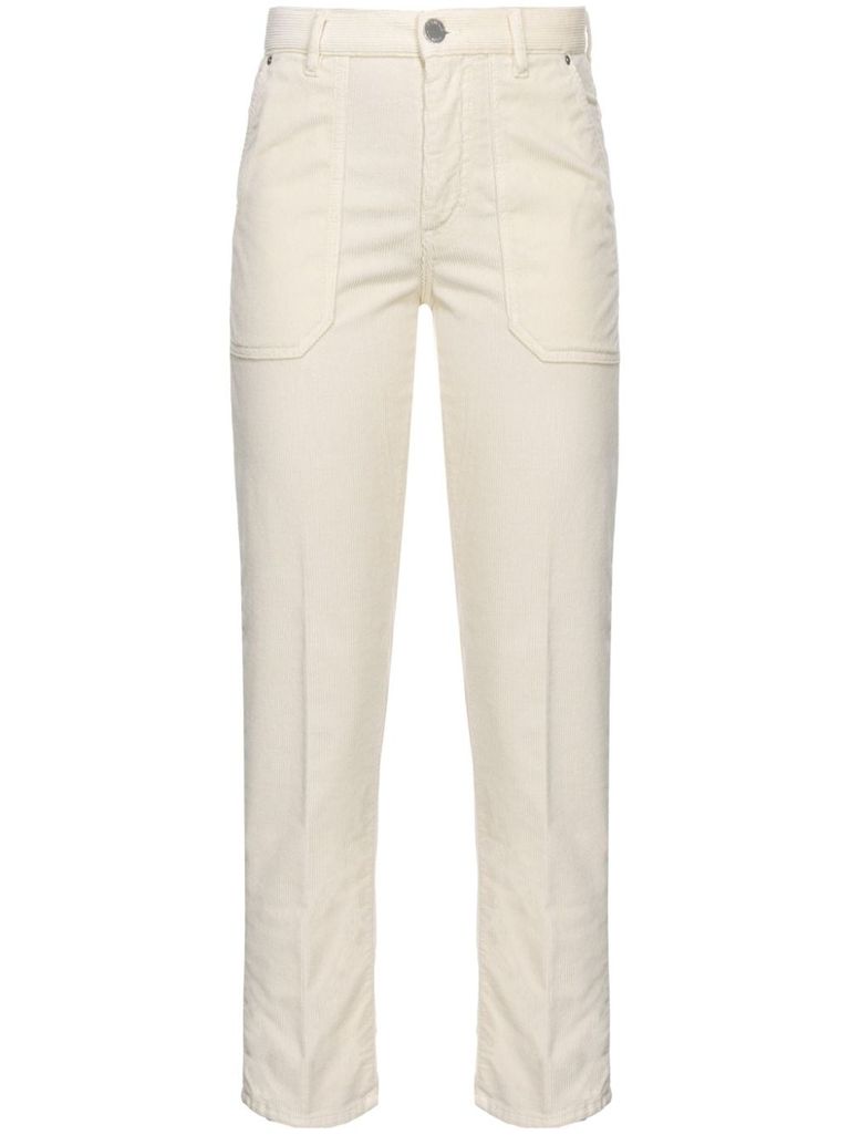 Pinko Cloe Straight-leg Corduroy Trousers In White