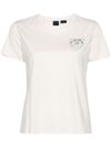 pinko - White cotton Nambrone T-shirt with a rhinestone logo