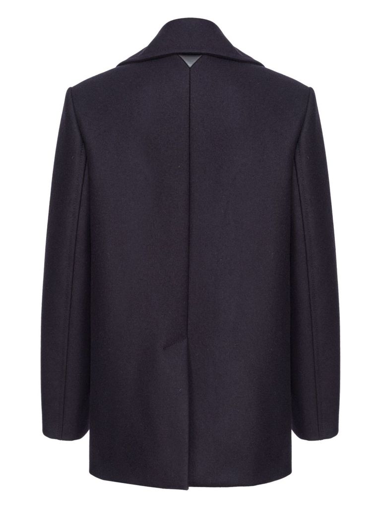 Shop Pinko Double-breasted Blue Wool Canada Coat