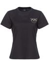 pinko - T-shirt Nambrone in cotone nero con logo con brillantini