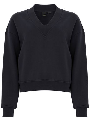 PINKO - Blue cotton Magicmike sweatshirt with V-neck