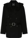 pinko - Short double-breasted black wool Torcia coat