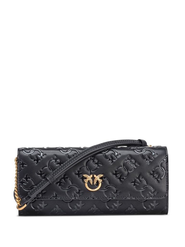 Shop Pinko Black Leather Love Tiny Birds Wallet