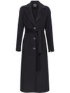 pinko - Long black wool Cornice coat with belt