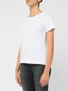 pinko - T-shirt bussolotto in cotone bianco con ricamo logo - 2