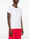 pinko - T-shirt bussolotto in cotone bianco con ricamo logo - 6