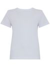 pinko - T-shirt bussolotto in cotone bianco con ricamo logo