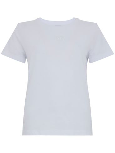 PINKO - White cotton T-shirt with embroidered logo