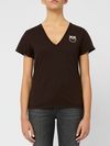 pinko - Brown cotton Turbato T-shirt with logo print - 1