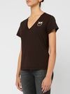 pinko - Brown cotton Turbato T-shirt with logo print - 2