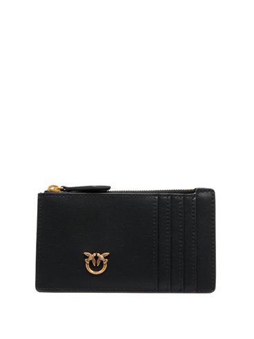 PINKO - Black card holder 'Airone' with logo