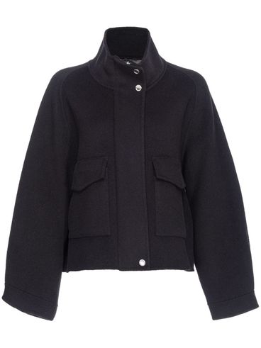 PINKO - Short black wool Cucchiaio coat with pockets