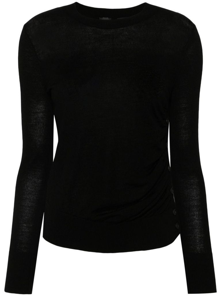 Shop Pinko Black Wool Diraspatura Sweater With Buttons