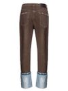 pinko - Jeans Soprano in cotone marrone con risvolta - 1