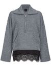 pinko - Gray wool Tostato sweater with lace