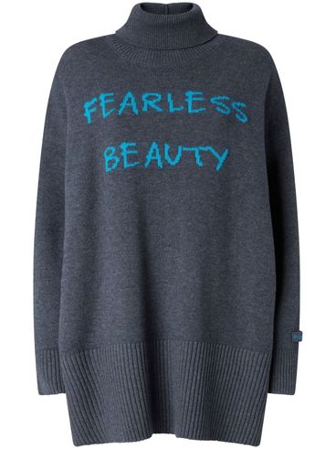 PINKO - Gray wool Sokoke sweater with text