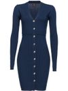 pinko - Short ribbed blue wool Riserva dress