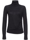 pinko - Black wool Buccia sweater with high collar and buttons