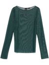 pinko - Transparent green Rouen t-shirt with rhinestones