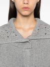 pinko - Gray ribbed Ashera cardigan with rhinestones - 2