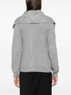 pinko - Gray ribbed Ashera cardigan with rhinestones - 3