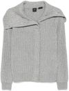 pinko - Gray ribbed Ashera cardigan with rhinestones