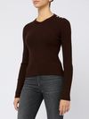 pinko - Brown wool Robusto sweater with buttons - 1