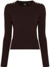 pinko - Brown wool Robusto sweater with buttons - 9