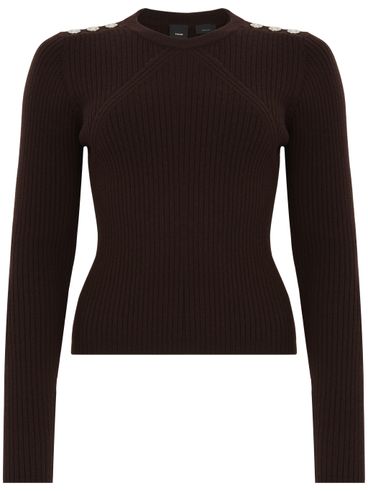 PINKO - Brown wool Robusto sweater with buttons