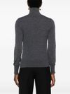 pinko - Gray wool Buccia sweater with high collar and buttons - 2