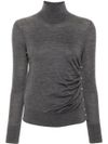 pinko - Gray wool Buccia sweater with high collar and buttons