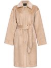 pinko - Long beige Coltello coat with belt