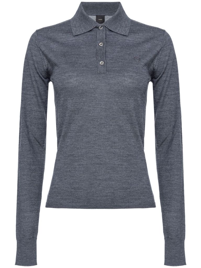 Shop Pinko Gray Wool Liquoroso Sweater With Buttons In Grey