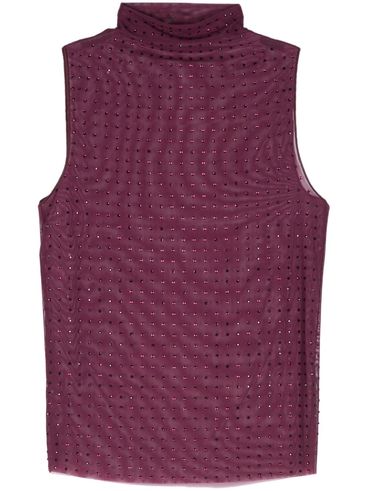 PINKO - Transparent burgundy Laruns top with rhinestones