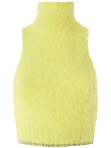 PINKO - Yellow sleeveless high-neck American top