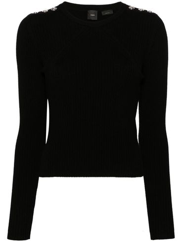 PINKO - Black wool Robusto sweater with buttons