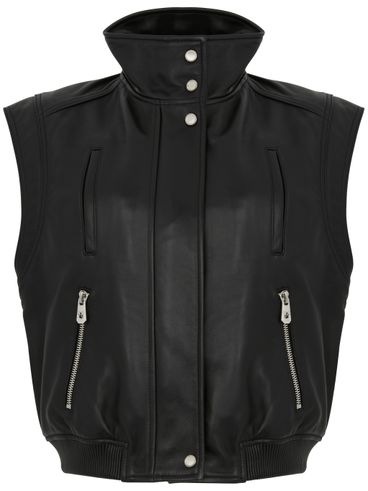 PINKO - Black faux leather Gambia vest