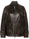 pinko - Brown leather Grotta jacket