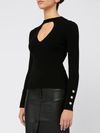 pinko - Black ribbed wool Rabbocco sweater - 1