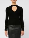 pinko - Black ribbed wool Rabbocco sweater - 2