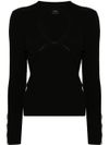 pinko - Black ribbed wool Rabbocco sweater - 7