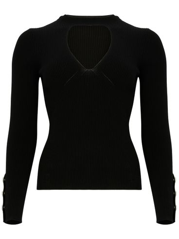 PINKO - Black ribbed wool Rabbocco sweater