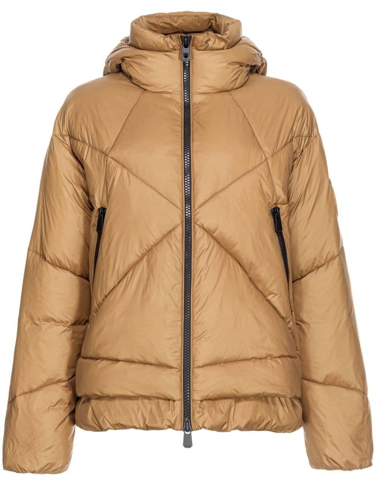 Shop Pinko Short Beige Padded Igloo Down Jacket