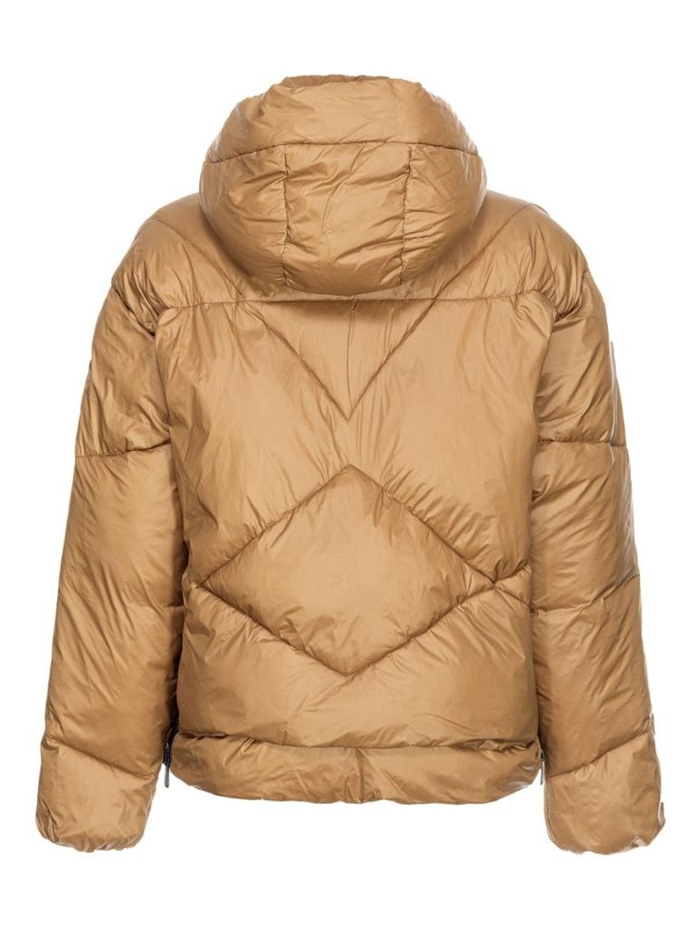 Shop Pinko Short Beige Padded Igloo Down Jacket