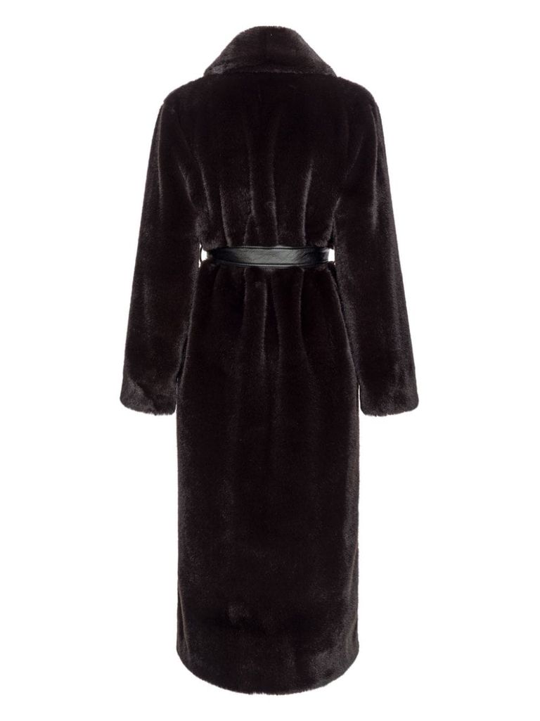 Shop Pinko Long Brown Comore Coat With Belt