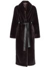 pinko - Cappotto lungo Comore marrone con cintura