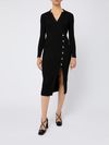 pinko - Black Limpidezza midi dress with slit and buttons - 2