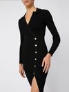 pinko - Black Limpidezza midi dress with slit and buttons - 4