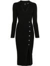 pinko - Black Limpidezza midi dress with slit and buttons - 5